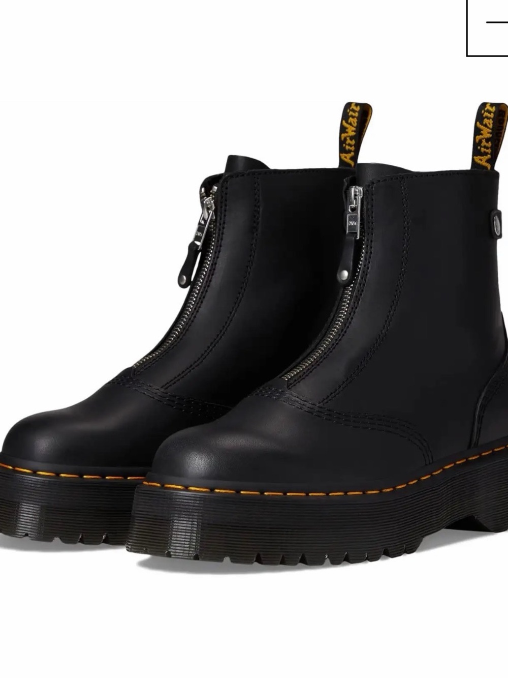 Dr. Martens Black Front-Zip Platform Ankle Booties